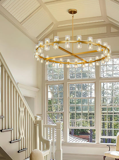 Crystal Chandelier | Brass & Clear Glass | 32, 40, or 48 Lights