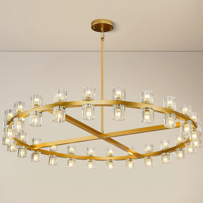 Crystal Chandelier | Brass & Clear Glass | 32, 40, or 48 Lights