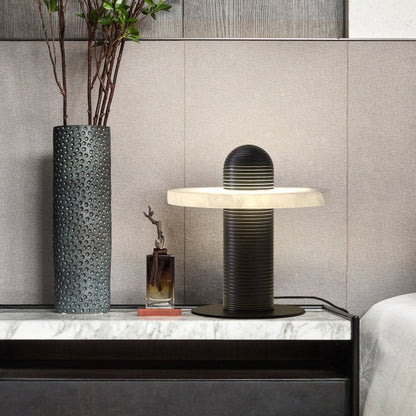 Alabaster Comet Table Lamp | Metal & Alabaster | White, Gold or Black Finish