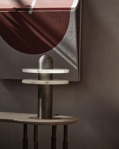 Alabaster Comet Table Lamp | Metal & Alabaster | White, Gold or Black Finish