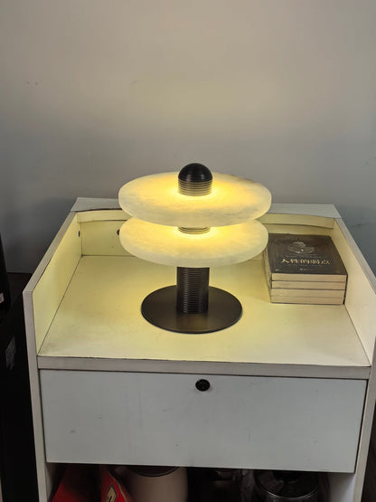 Alabaster Comet Table Lamp | Metal & Alabaster | White, Gold or Black Finish