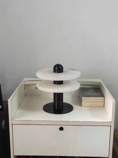 Alabaster Comet Table Lamp | Metal & Alabaster | White, Gold or Black Finish