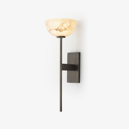 Alabaster Wall Lamp | Brass Arm & White Shade | Indoor Lighting