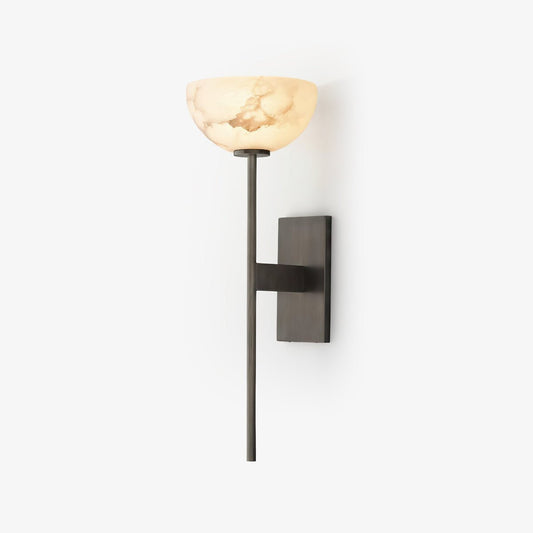 Alabaster Wall Lamp | Brass Arm & White Shade | Indoor Lighting