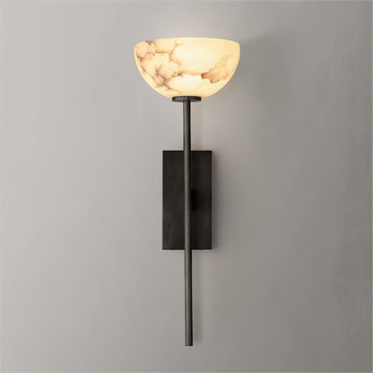 Alabaster Wall Lamp | Brass Arm & White Shade | Indoor Lighting