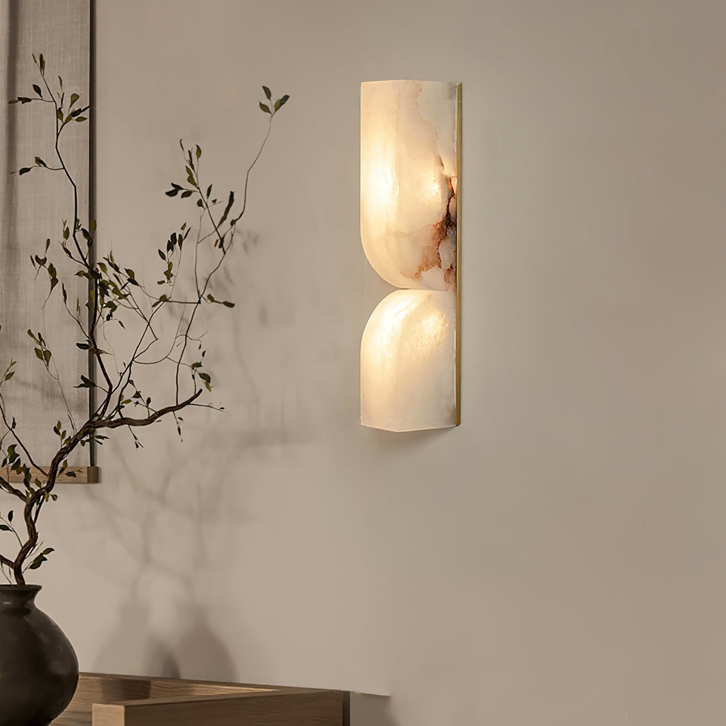 Alabaster Wall Sconce | Carved Alabaster | LED Indoor Lighting