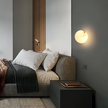Alabaster Mini Orb Wall Lamp | Snowflake Gypsum | Gold Finish