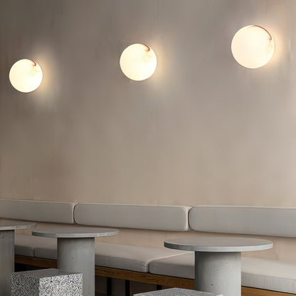 Alabaster Mini Orb Wall Lamp | Snowflake Gypsum | Gold Finish