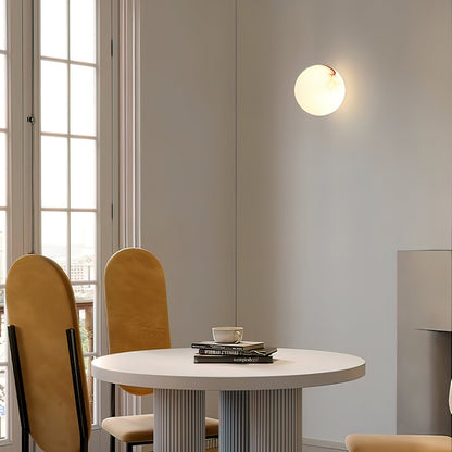 Alabaster Mini Orb Wall Lamp | Snowflake Gypsum | Gold Finish