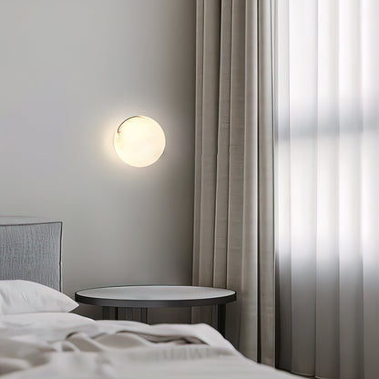 Alabaster Mini Orb Wall Lamp | Snowflake Gypsum | Gold Finish