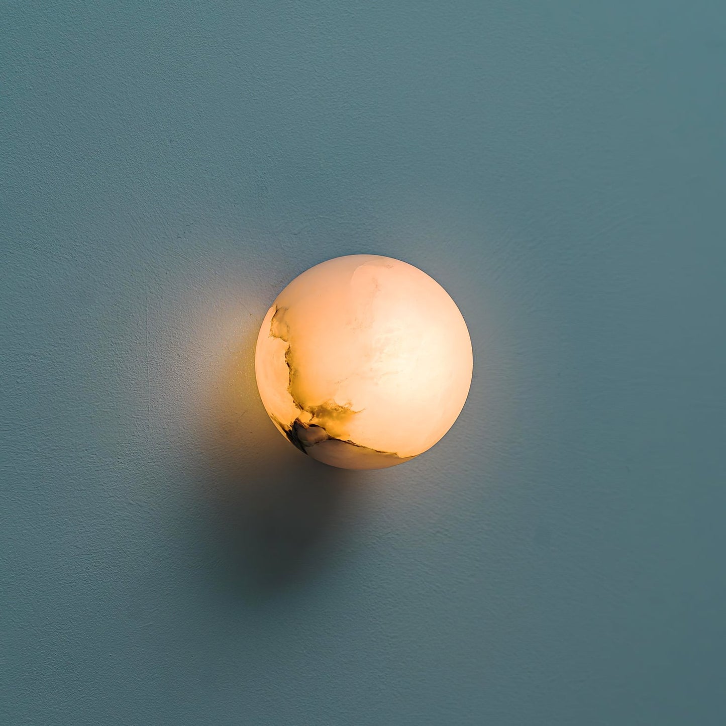 Alabaster Mini Orb Wall Lamp | Snowflake Gypsum | Gold Finish