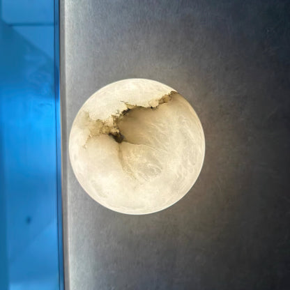 Alabaster Mini Orb Wall Lamp | Snowflake Gypsum | Gold Finish