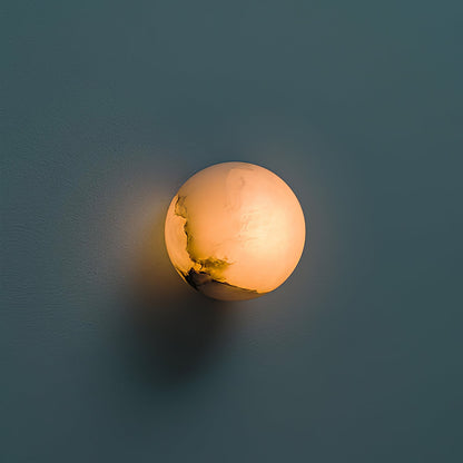 Alabaster Mini Orb Wall Lamp | Snowflake Gypsum | Gold Finish