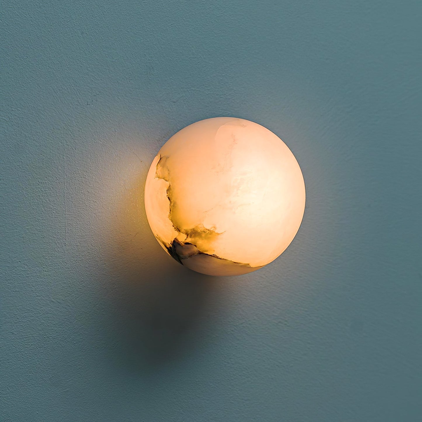 Alabaster Mini Orb Wall Lamp | Snowflake Gypsum | Gold Finish