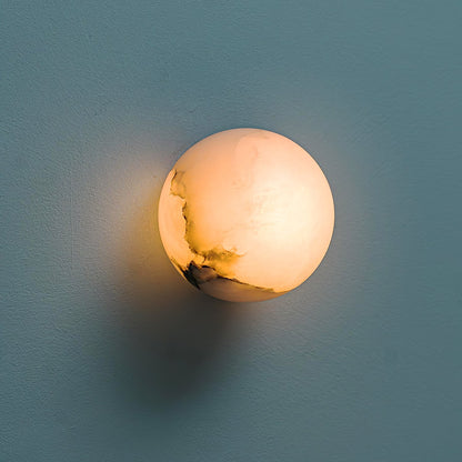 Alabaster Mini Orb Wall Lamp | Snowflake Gypsum | Gold Finish