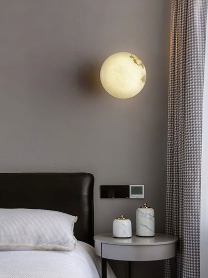 Alabaster Mini Orb Wall Lamp | Snowflake Gypsum | Gold Finish