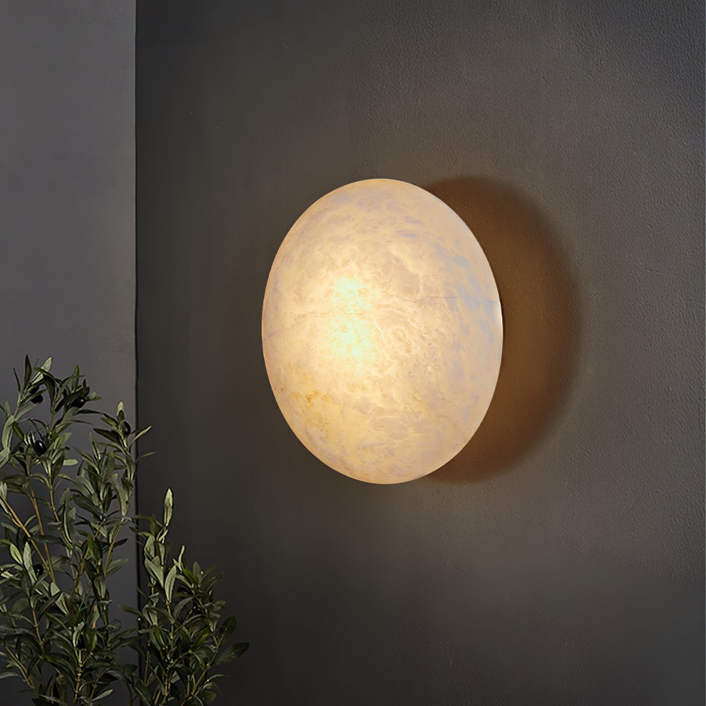 Alabaster Oval Ceiling Lamp | Brass/Metal | White Shade