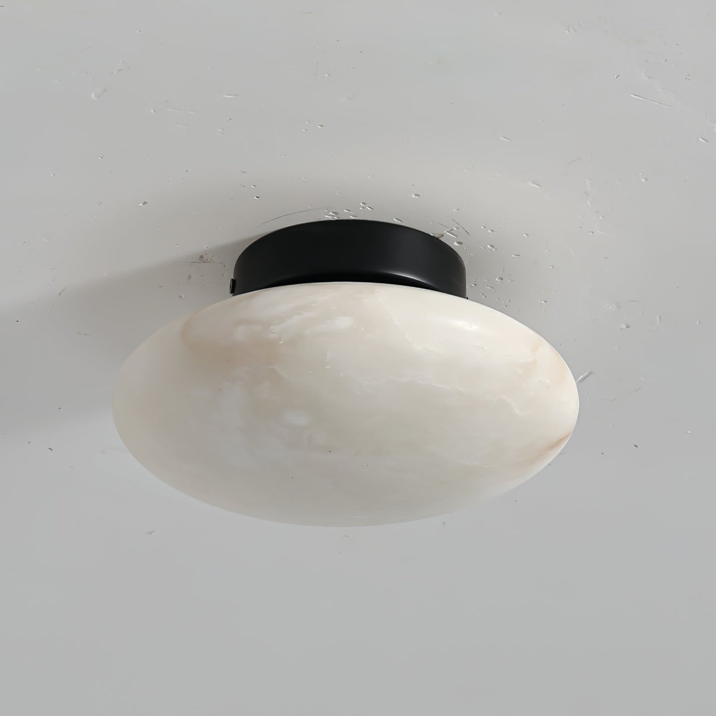 Alabaster Oval Ceiling Lamp | Brass/Metal | White Shade