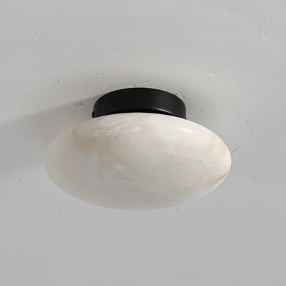 Alabaster Oval Ceiling Lamp | Brass/Metal | White Shade
