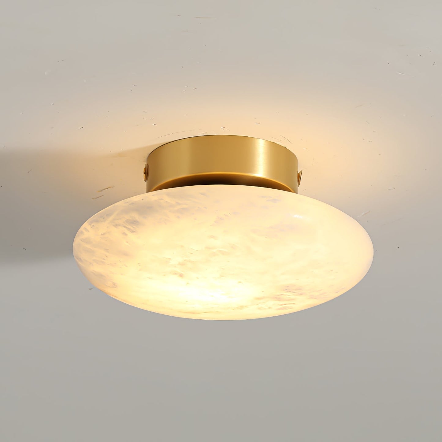 Alabaster Oval Ceiling Lamp | Brass/Metal | White Shade