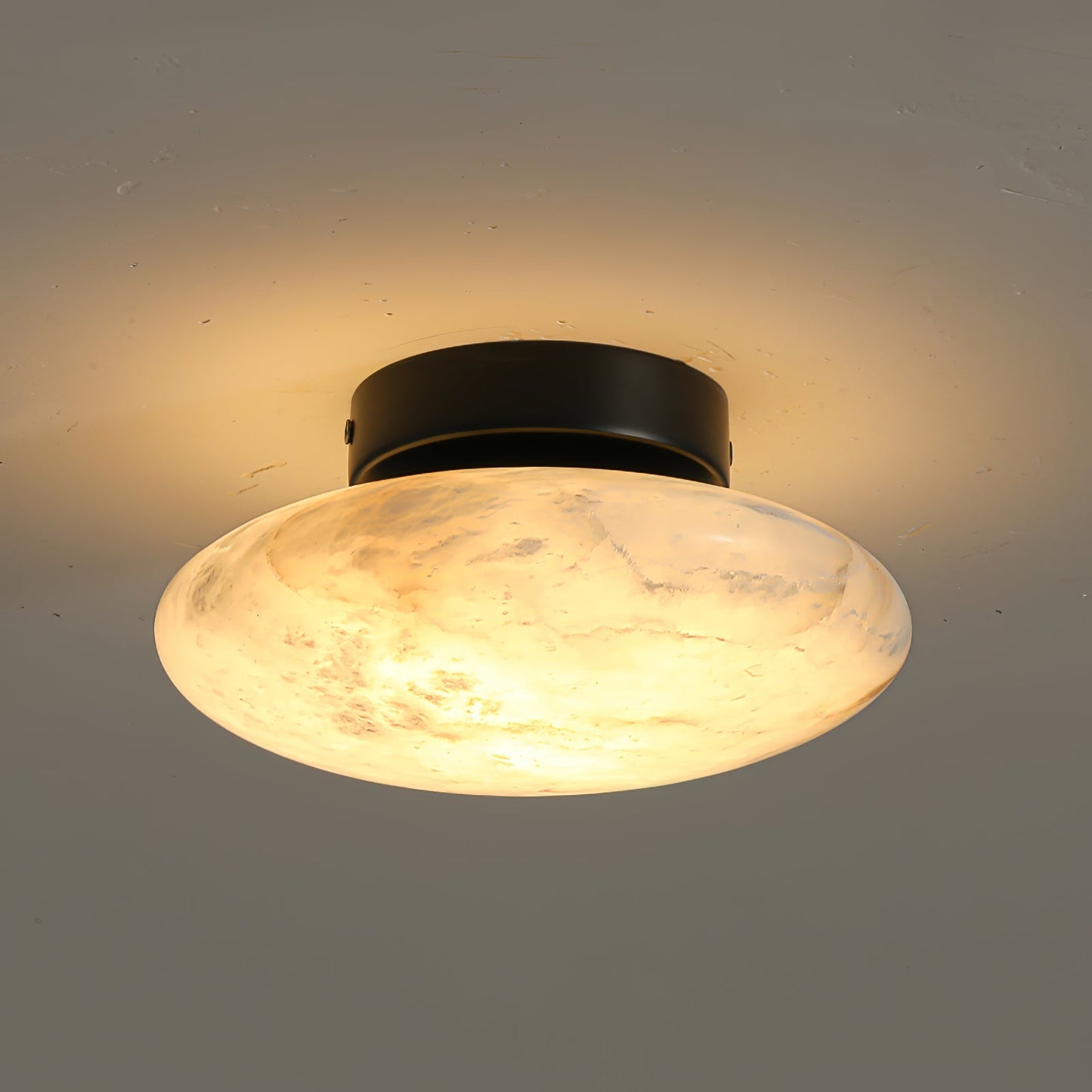 Alabaster Oval Ceiling Lamp | Brass/Metal | White Shade