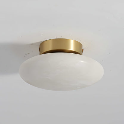 Alabaster Oval Ceiling Lamp | Brass/Metal | White Shade