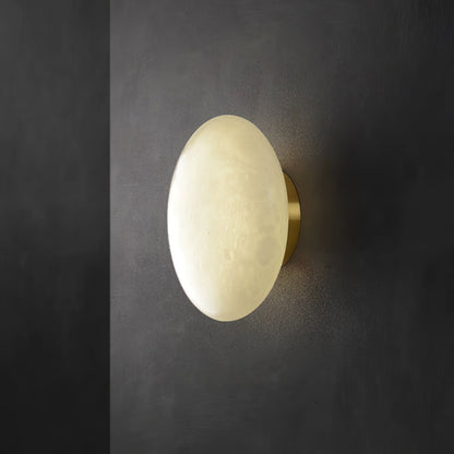 Alabaster Oval Ceiling Lamp | Brass/Metal | White Shade