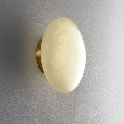 Alabaster Oval Ceiling Lamp | Brass/Metal | White Shade