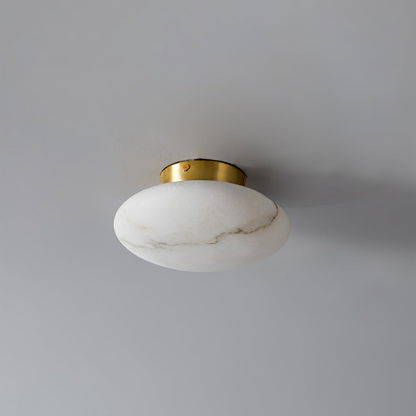 Alabaster Oval Ceiling Lamp | Brass/Metal | White Shade