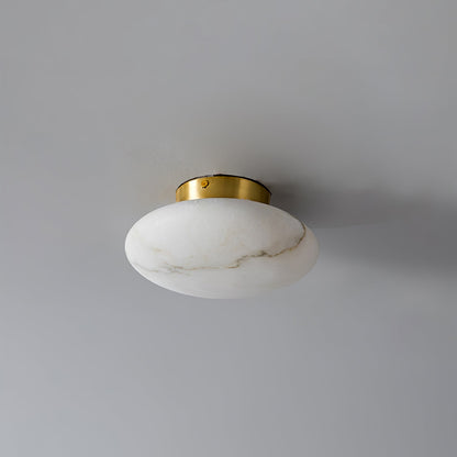 Alabaster Oval Ceiling Lamp | Brass/Metal | White Shade