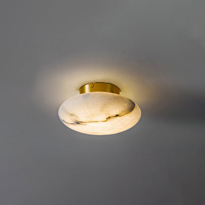 Alabaster Oval Ceiling Lamp | Brass/Metal | White Shade