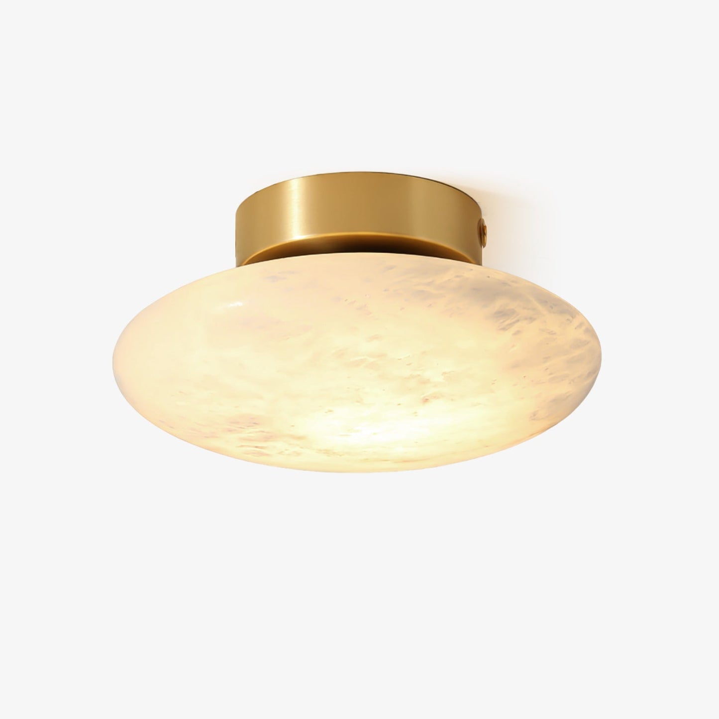 Alabaster Oval Ceiling Lamp | Brass/Metal | White Shade