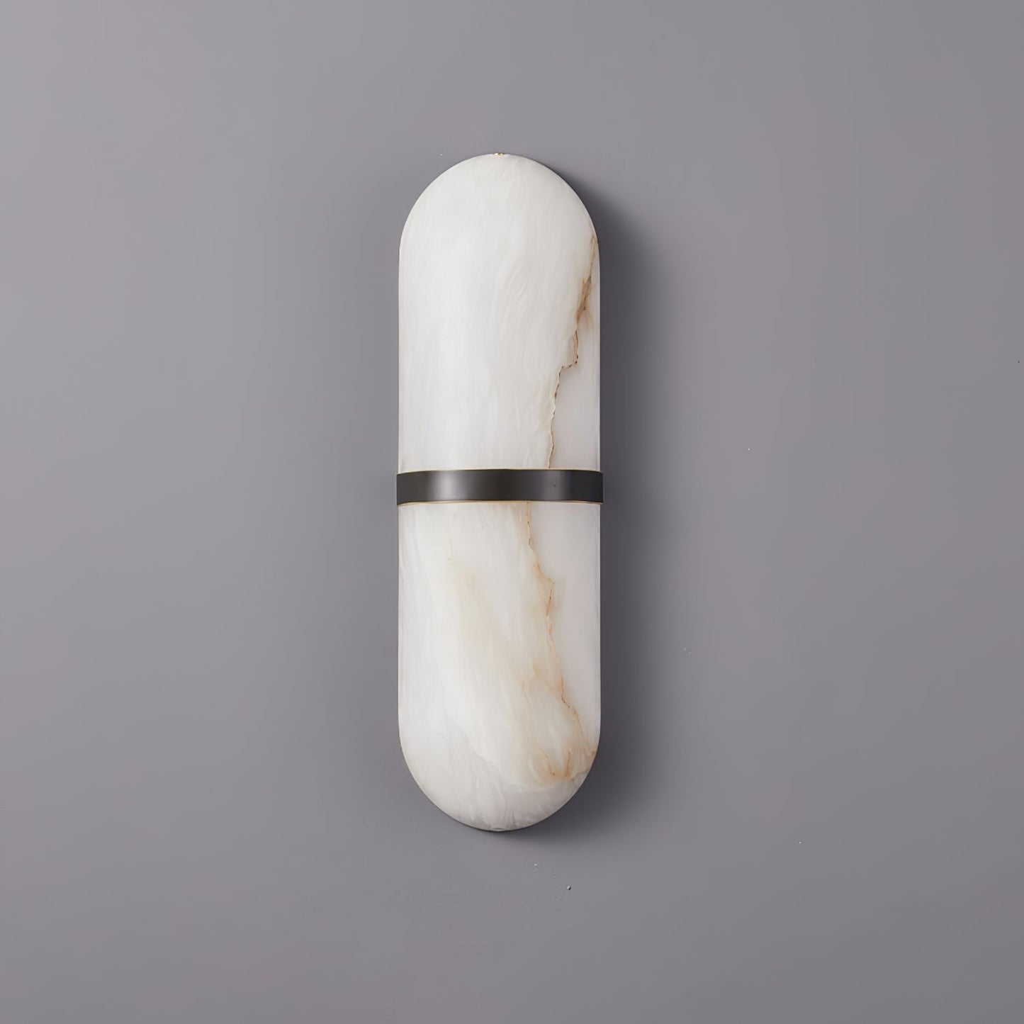 Alabaster Wall Light | Brass or Black Finish | White Shade
