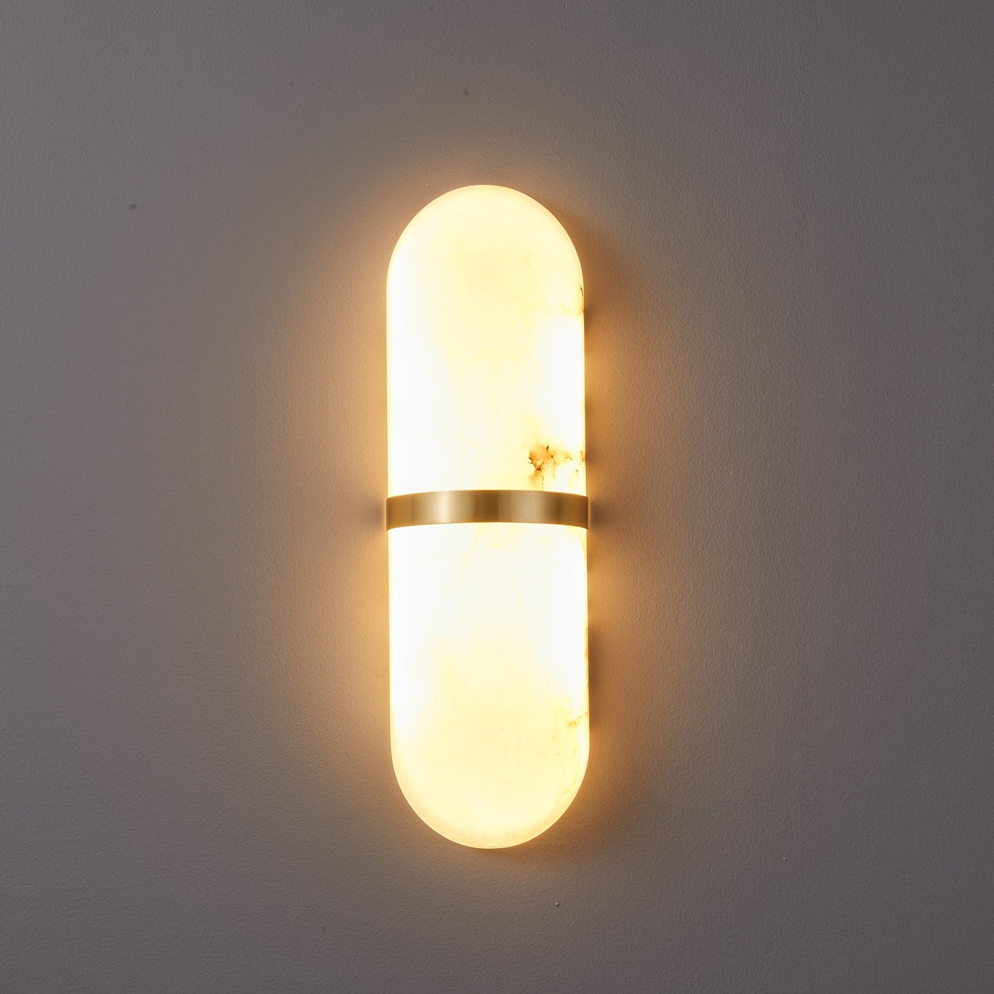 Alabaster Wall Light | Brass or Black Finish | White Shade