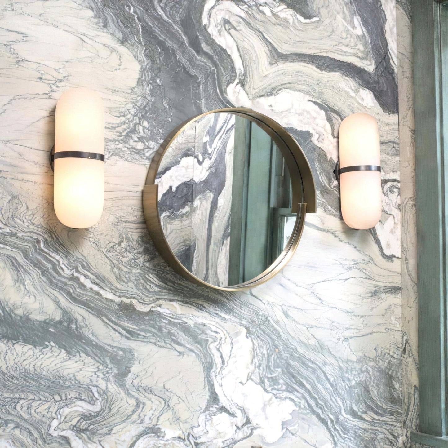 Alabaster Wall Light | Brass or Black Finish | White Shade
