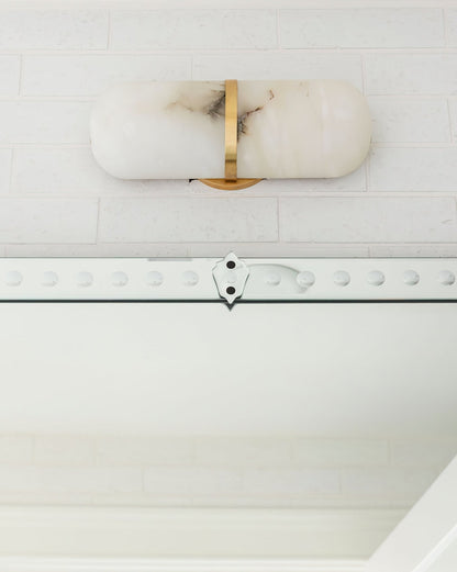 Alabaster Wall Light | Brass or Black Finish | White Shade
