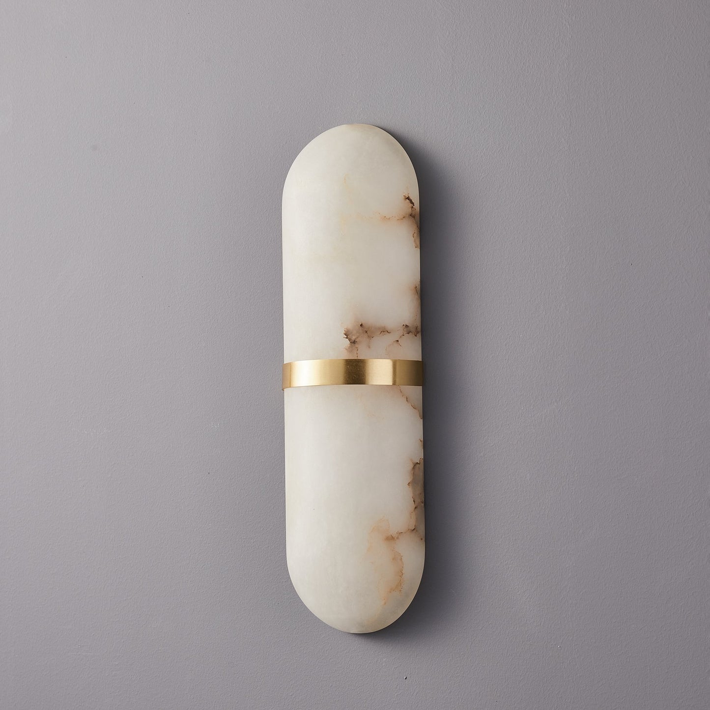 Alabaster Wall Light | Brass or Black Finish | White Shade