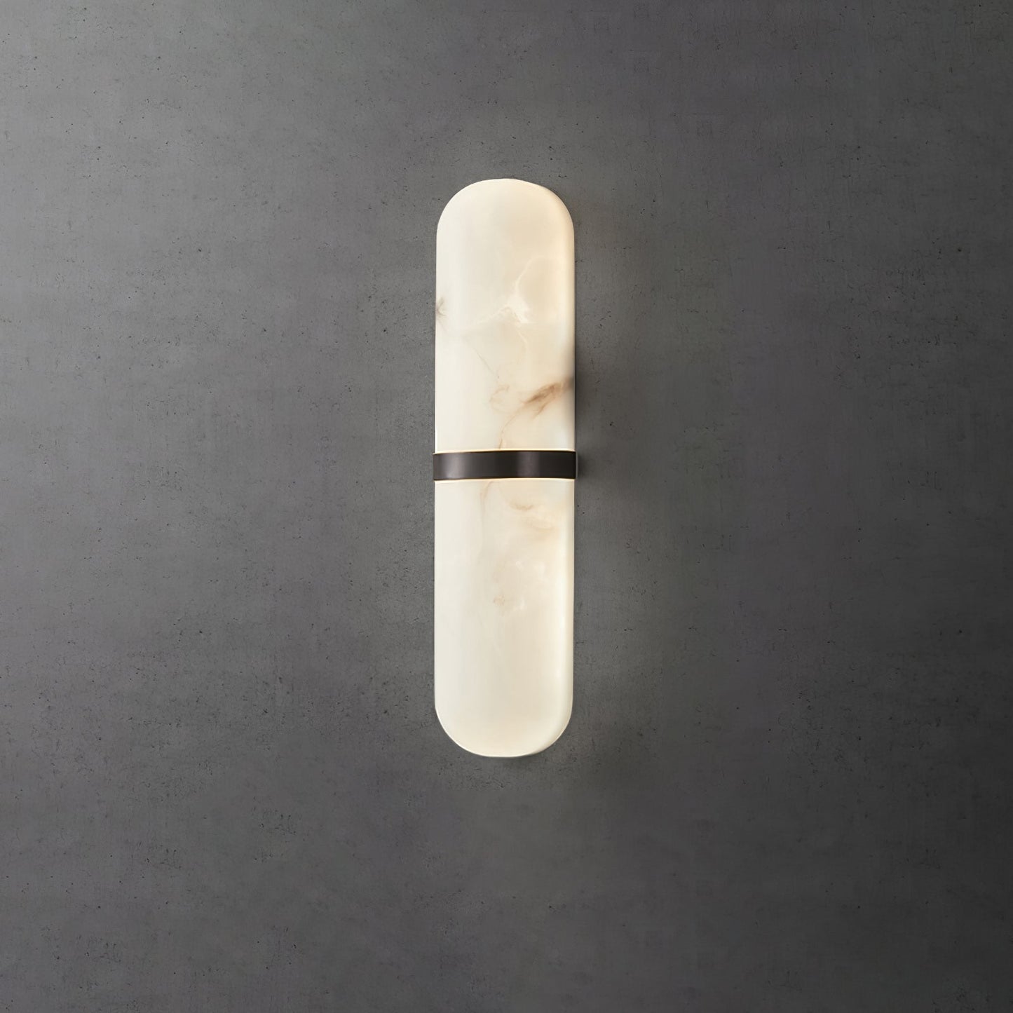 Alabaster Wall Light | Brass or Black Finish | White Shade