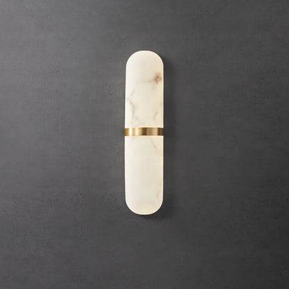 Alabaster Wall Light | Brass or Black Finish | White Shade