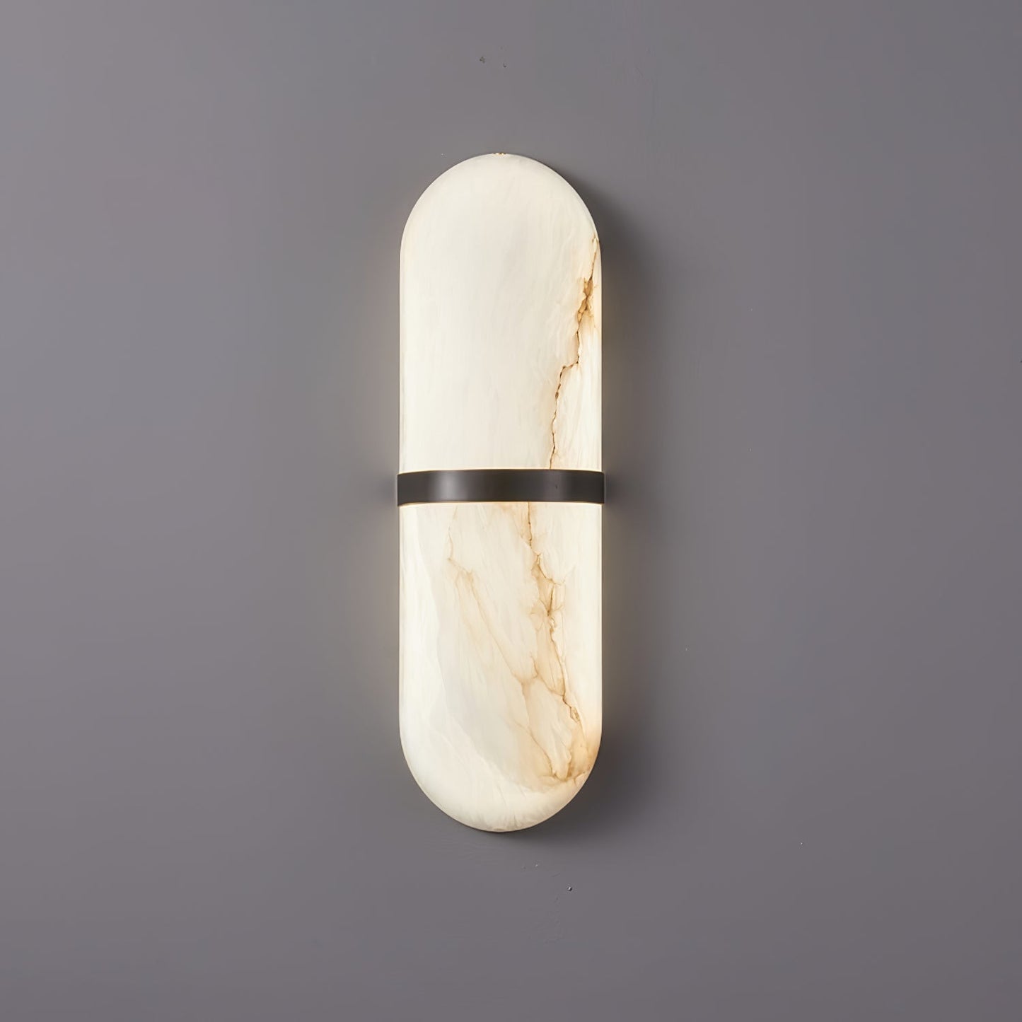 Alabaster Wall Light | Brass or Black Finish | White Shade