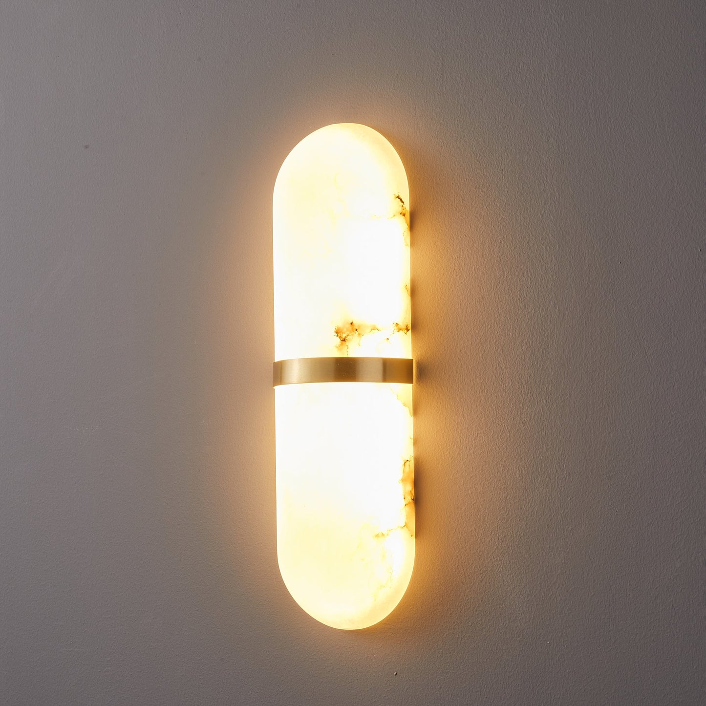 Alabaster Wall Light | Brass or Black Finish | White Shade