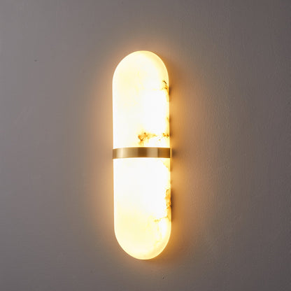 Alabaster Wall Light | Brass or Black Finish | White Shade