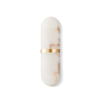 Alabaster Wall Light | Brass or Black Finish | White Shade
