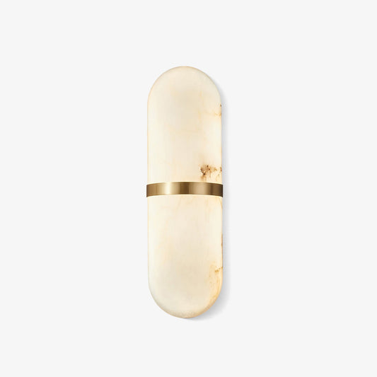 Alabaster Wall Light | Brass or Black Finish | White Shade