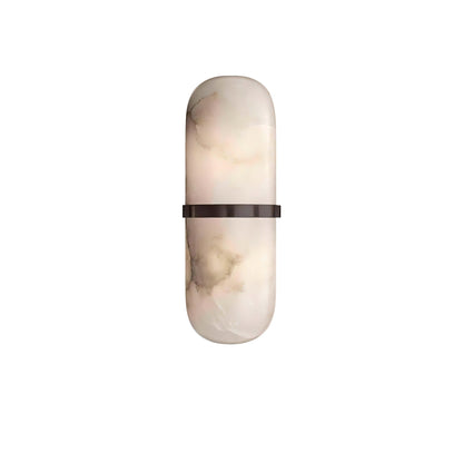 Alabaster Wall Light | Brass or Black Finish | White Shade