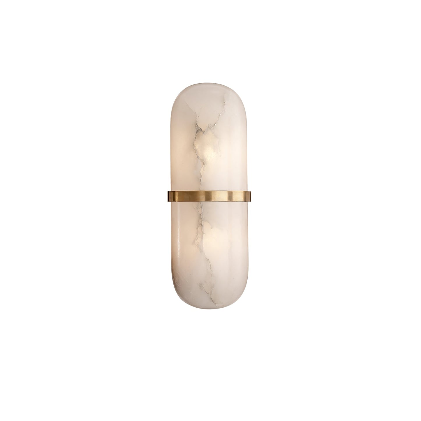 Alabaster Wall Light | Brass or Black Finish | White Shade