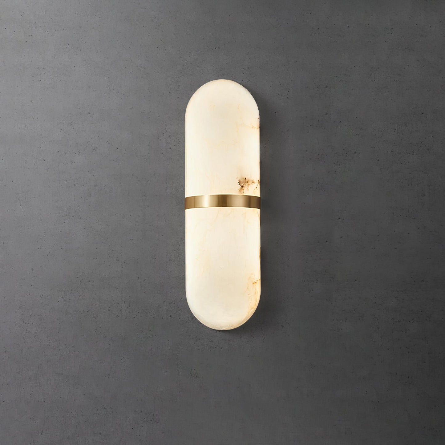 Alabaster Wall Light | Brass or Black Finish | White Shade
