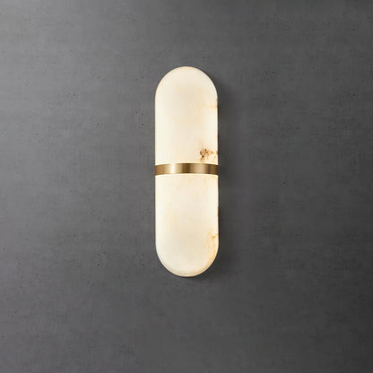 Alabaster Wall Light | Brass or Black Finish | White Shade