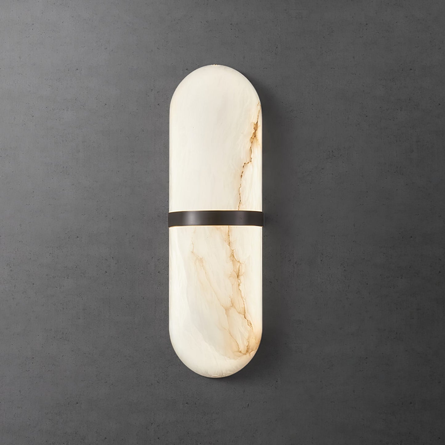 Alabaster Wall Light | Brass or Black Finish | White Shade