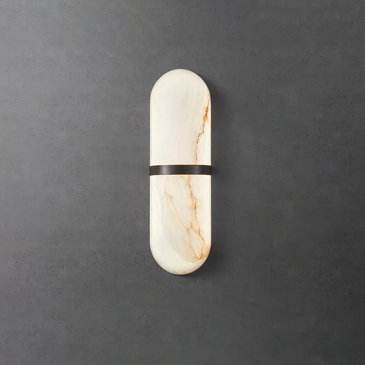 Alabaster Wall Light | Brass or Black Finish | White Shade